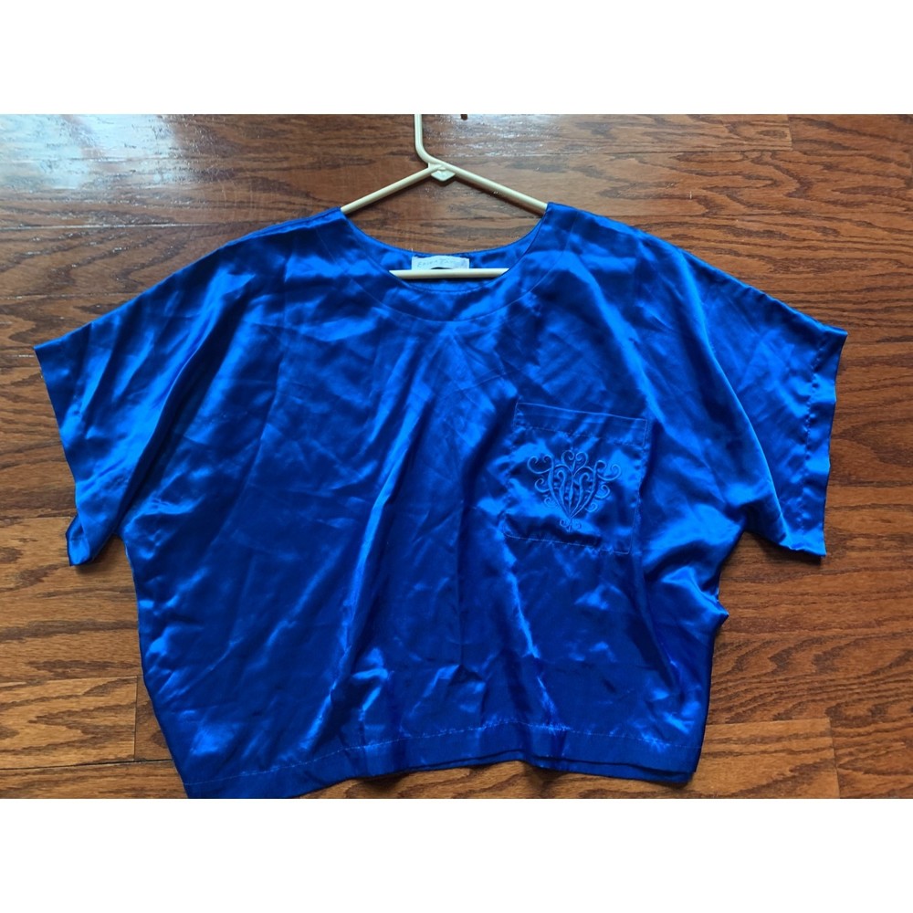 Erika Taylor Royal Blue Women's Satin Crop Top Size L